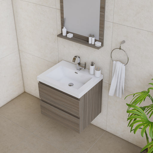 Alya Bath | Paterno 24" Modern Wall Mounted Bathroom Vanity in Gray Alya Bath - Vanities Alya Bath   