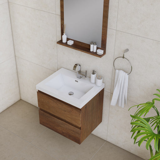 Alya Bath | Paterno 24" Modern Wall Mounted Bathroom Vanity in Rosewood Alya Bath - Vanities Alya Bath   