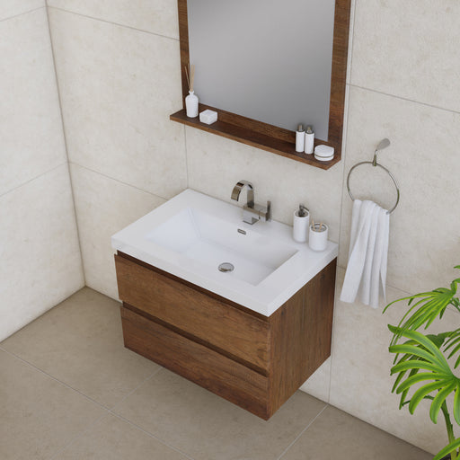 Alya Bath | Paterno 30" Modern Wall Mounted Bathroom Vanity in Rosewood Alya Bath - Vanities Alya Bath   