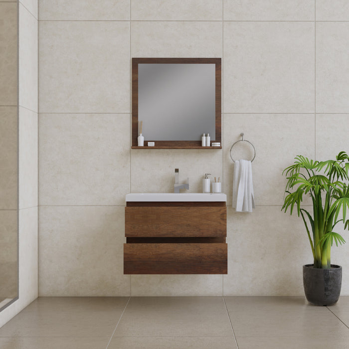 Alya Bath | Paterno 30" Modern Wall Mounted Bathroom Vanity in Rosewood Alya Bath - Vanities Alya Bath   