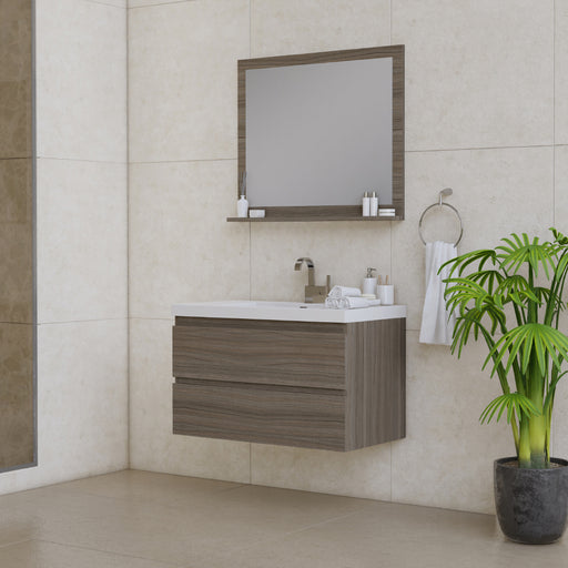Alya Bath | Paterno 36" Modern Wall Mounted Bathroom Vanity in Gray Alya Bath - Vanities Alya Bath   