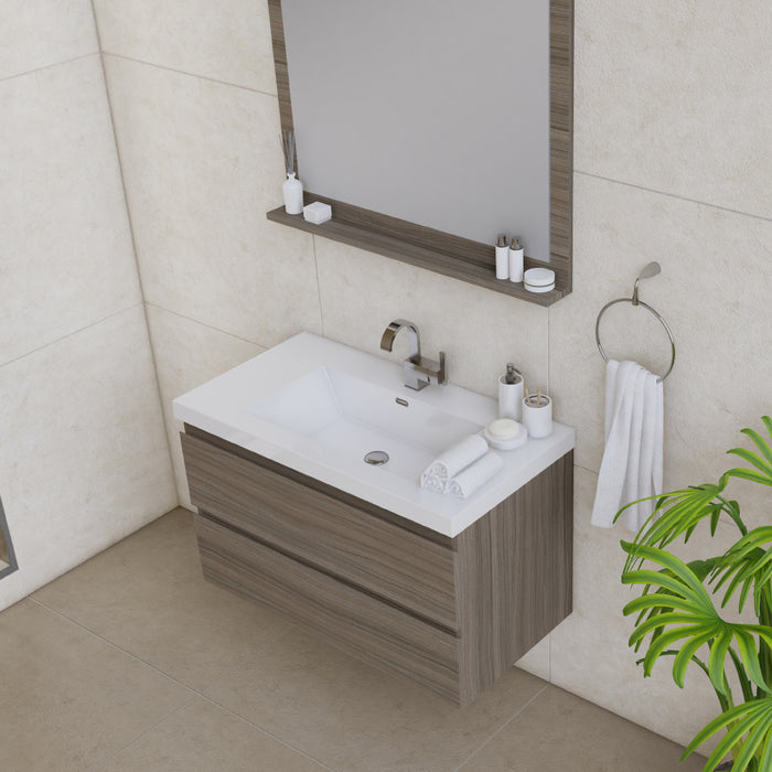 Alya Bath | Paterno 36" Modern Wall Mounted Bathroom Vanity in Gray Alya Bath - Vanities Alya Bath   