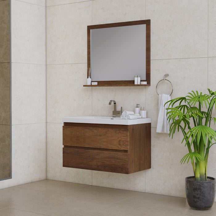 Alya Bath | Paterno 36" Modern Wall Mounted Bathroom Vanity in Rosewood Alya Bath - Vanities Alya Bath   