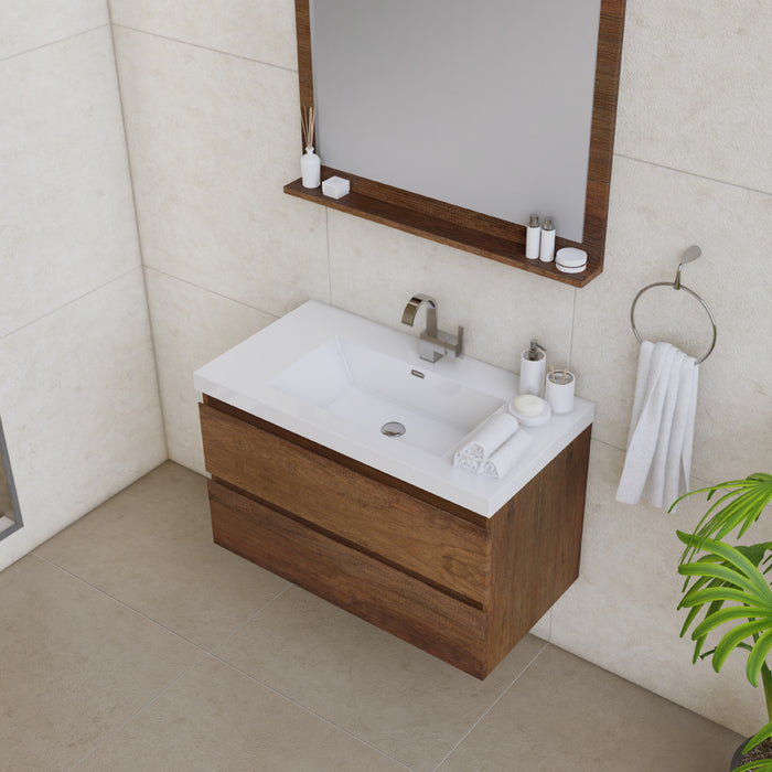 Alya Bath | Paterno 36" Modern Wall Mounted Bathroom Vanity in Rosewood Alya Bath - Vanities Alya Bath   