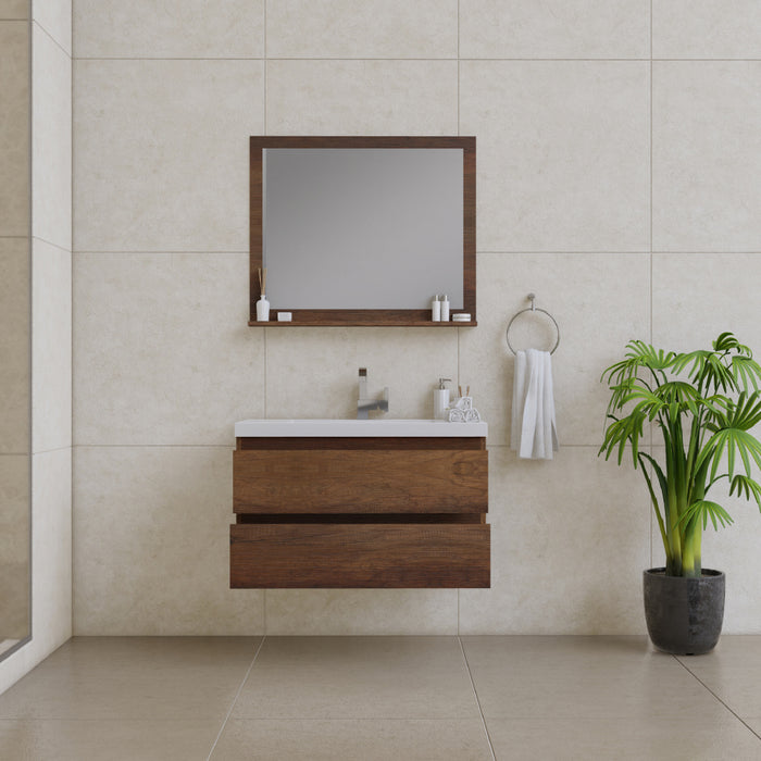 Alya Bath | Paterno 36" Modern Wall Mounted Bathroom Vanity in Rosewood Alya Bath - Vanities Alya Bath   