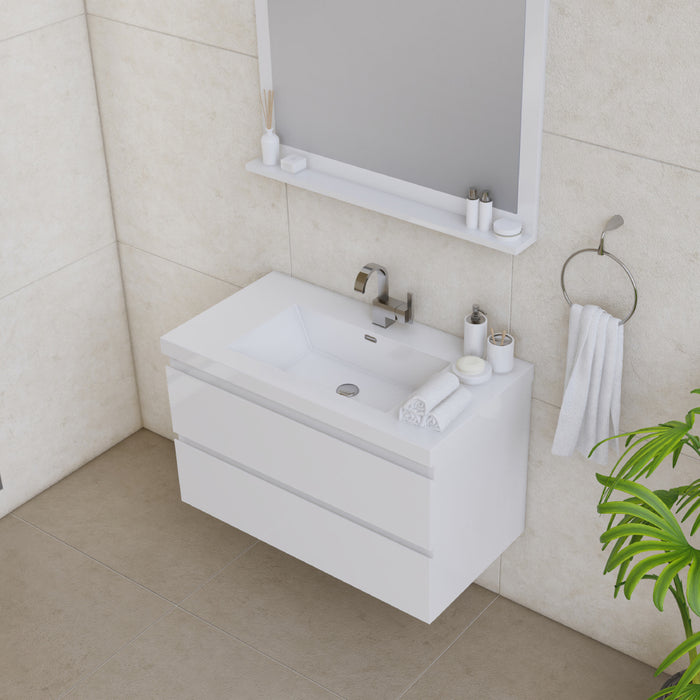 Alya Bath | Paterno 36" Modern Wall Mounted Bathroom Vanity in White Alya Bath - Vanities Alya Bath   