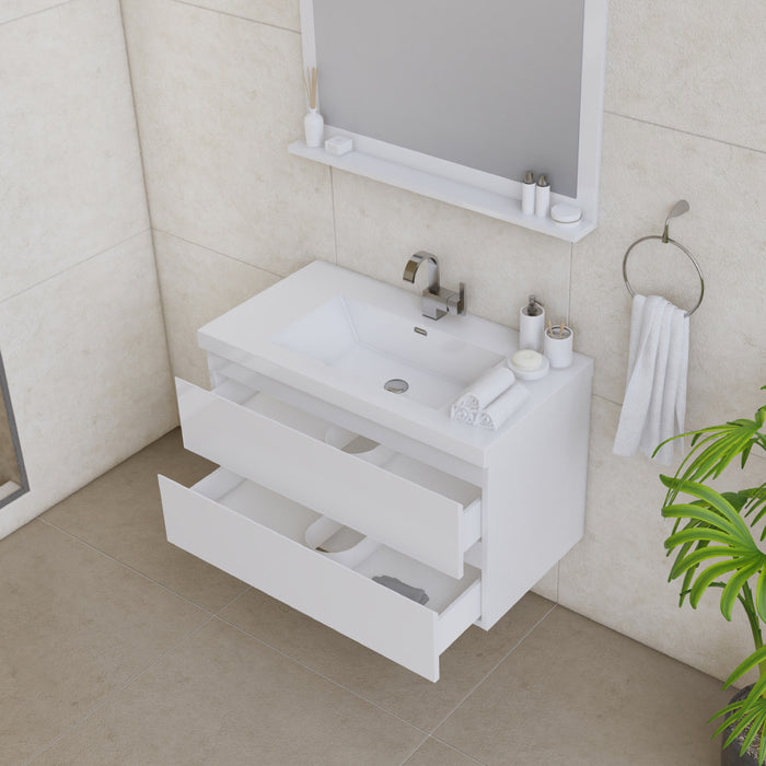 Alya Bath | Paterno 36" Modern Wall Mounted Bathroom Vanity in White Alya Bath - Vanities Alya Bath   