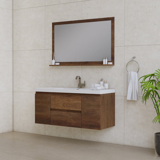 Alya Bath | Paterno 48" Modern Wall Mounted Bathroom Vanity in Rosewood Alya Bath - Vanities Alya Bath   