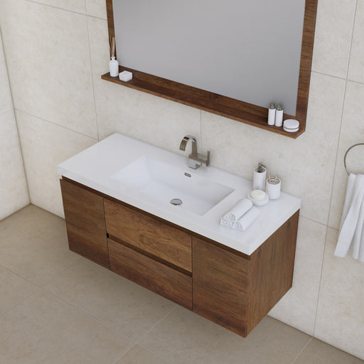 Alya Bath | Paterno 48" Modern Wall Mounted Bathroom Vanity in Rosewood Alya Bath - Vanities Alya Bath   