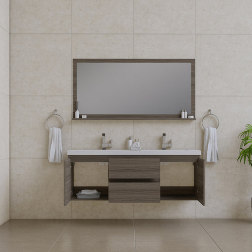 Alya Bath | Paterno 60" Double Modern Wall Mounted Bathroom Vanity in Gray Alya Bath - Vanities Alya Bath   
