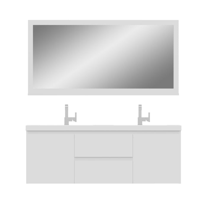 Alya Bath | Paterno 60" Double Modern Wall Mounted Bathroom Vanity in White Alya Bath - Vanities Alya Bath   