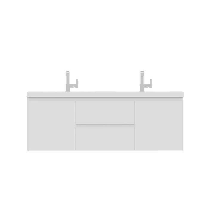 Alya Bath | Paterno 60" Double Modern Wall Mounted Bathroom Vanity in White Alya Bath - Vanities Alya Bath   