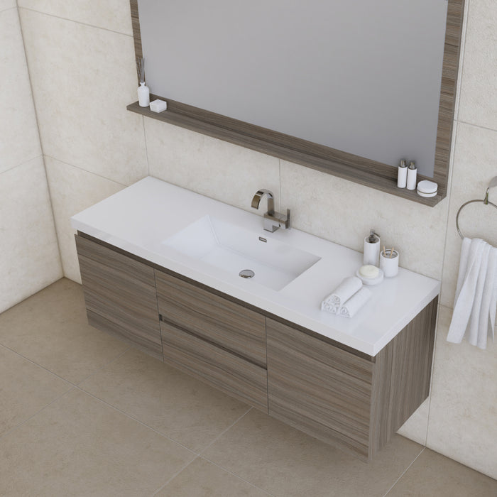 Alya Bath | Paterno 60" Single Modern Wall Mounted Bathroom Vanity in Gray Alya Bath - Vanities Alya Bath   