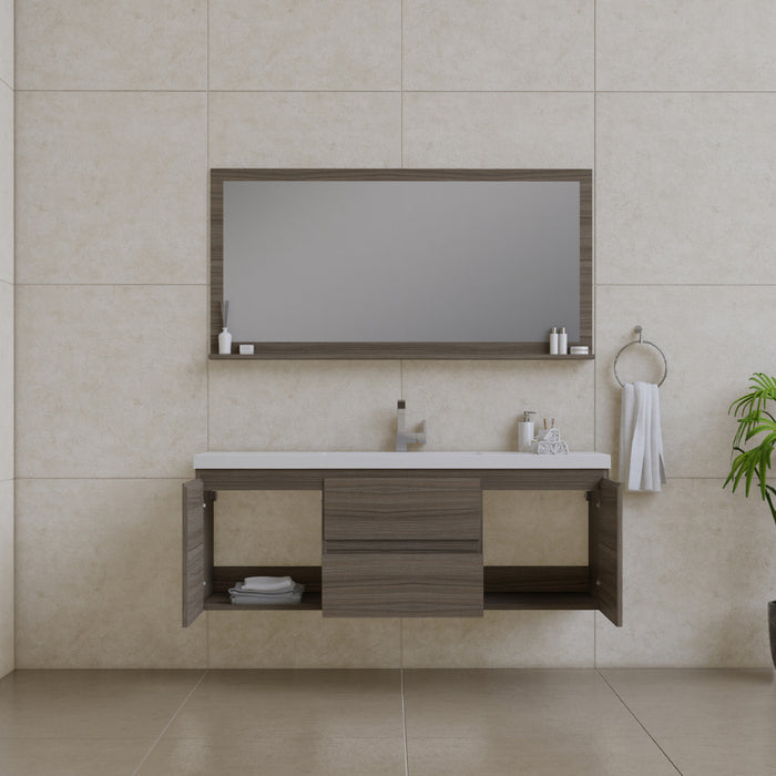 Alya Bath | Paterno 60" Single Modern Wall Mounted Bathroom Vanity in Gray Alya Bath - Vanities Alya Bath   