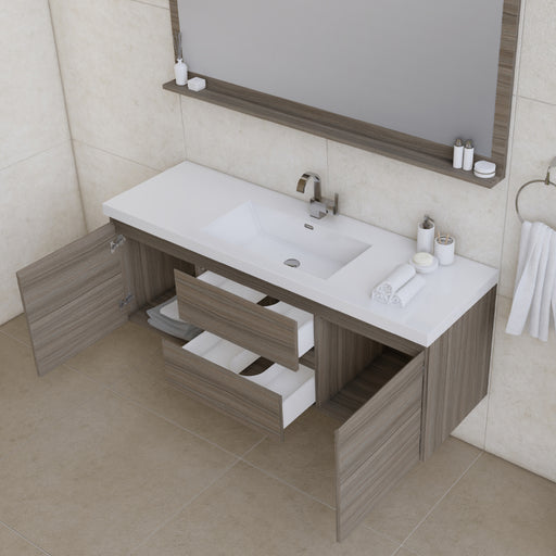 Alya Bath | Paterno 60" Single Modern Wall Mounted Bathroom Vanity in Gray Alya Bath - Vanities Alya Bath   