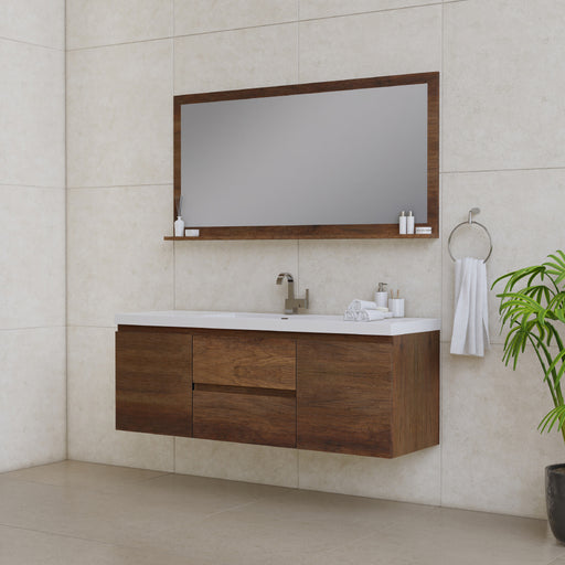Alya Bath | Paterno 60" Single Modern Wall Mounted Bathroom Vanity in Rosewood Alya Bath - Vanities Alya Bath   