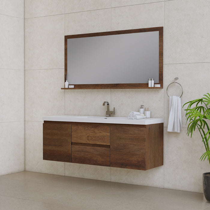 Alya Bath | Paterno 60" Single Modern Wall Mounted Bathroom Vanity in Rosewood Alya Bath - Vanities Alya Bath   