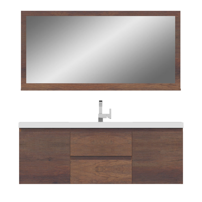 Alya Bath | Paterno 60" Single Modern Wall Mounted Bathroom Vanity in Rosewood Alya Bath - Vanities Alya Bath   