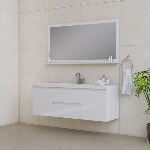 Alya Bath | Paterno 60" Single Modern Wall Mounted Bathroom Vanity in White Alya Bath - Vanities Alya Bath   