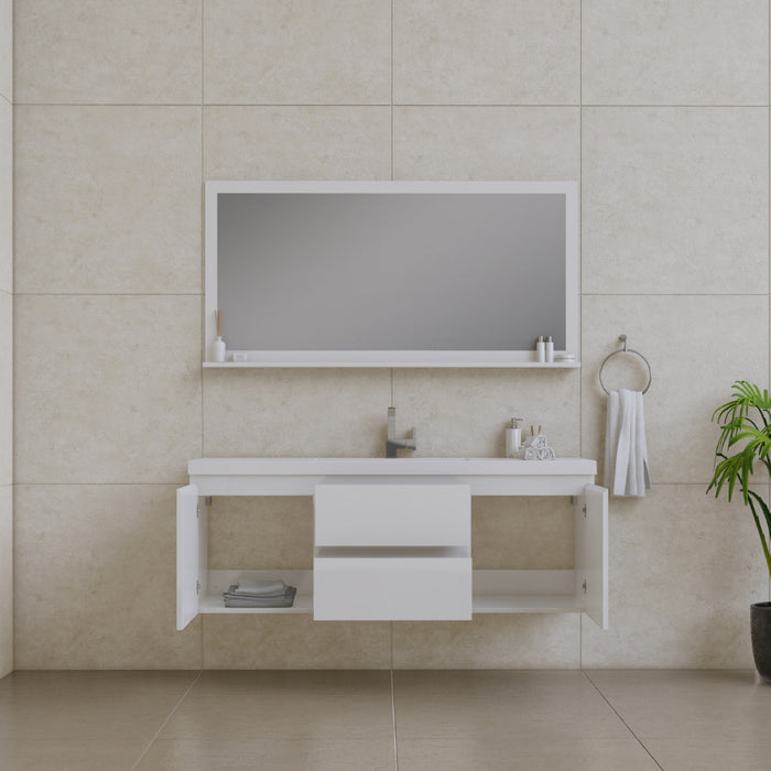 Alya Bath | Paterno 60" Single Modern Wall Mounted Bathroom Vanity in White Alya Bath - Vanities Alya Bath   