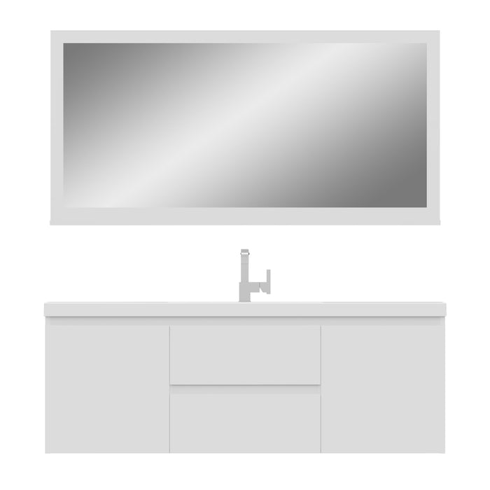 Alya Bath | Paterno 60" Single Modern Wall Mounted Bathroom Vanity in White Alya Bath - Vanities Alya Bath   