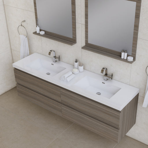 Alya Bath | Paterno 72" Modern Wall Mounted Bathroom Vanity in Gray Alya Bath - Vanities Alya Bath   