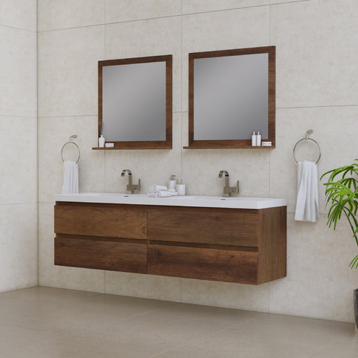 Alya Bath | Paterno 72" Modern Wall Mounted Bathroom Vanity in Rosewood Alya Bath - Vanities Alya Bath   