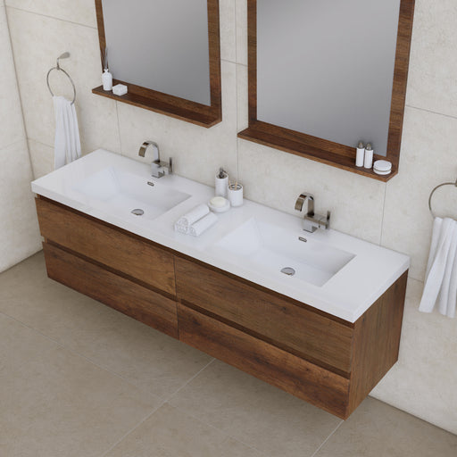 Alya Bath | Paterno 72" Modern Wall Mounted Bathroom Vanity in Rosewood Alya Bath - Vanities Alya Bath   