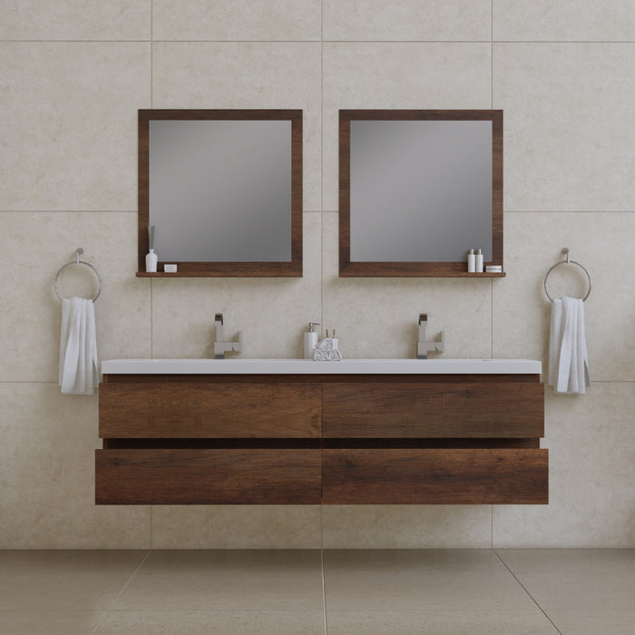 Alya Bath | Paterno 72" Modern Wall Mounted Bathroom Vanity in Rosewood Alya Bath - Vanities Alya Bath   