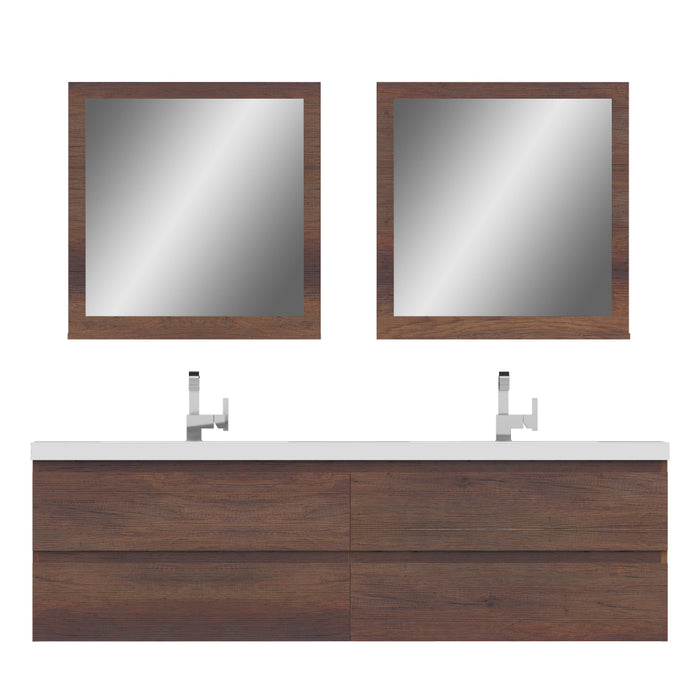 Alya Bath | Paterno 72" Modern Wall Mounted Bathroom Vanity in Rosewood Alya Bath - Vanities Alya Bath   