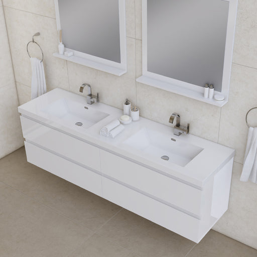 Alya Bath | Paterno 72" Modern Wall Mounted Bathroom Vanity in White Alya Bath - Vanities Alya Bath   