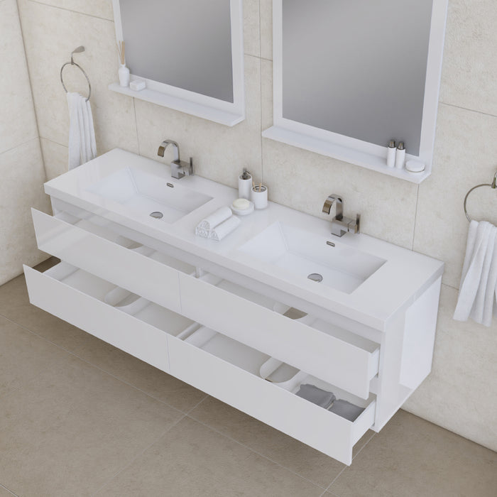 Alya Bath | Paterno 72" Modern Wall Mounted Bathroom Vanity in White Alya Bath - Vanities Alya Bath   