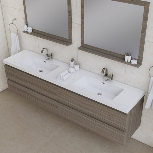 Alya Bath | Paterno 84" Modern Wall Mounted Bathroom Vanity in Gray Alya Bath - Vanities Alya Bath   