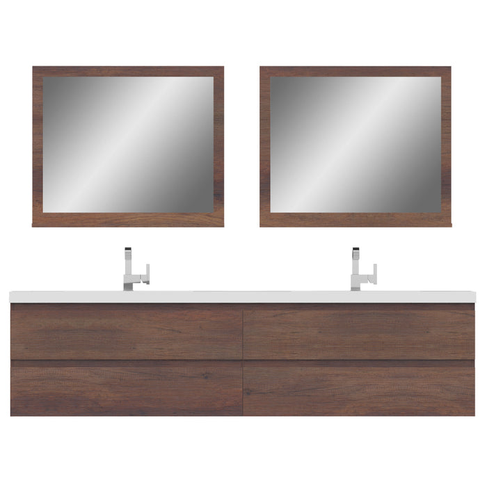 Alya Bath | Paterno 84" Modern Wall Mounted Bathroom Vanity in Rosewood Alya Bath - Vanities Alya Bath   