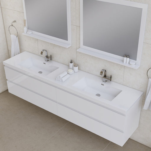 Alya Bath | Paterno 84" Modern Wall Mounted Bathroom Vanity in White Alya Bath - Vanities Alya Bath   