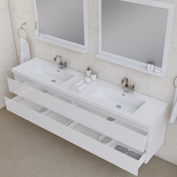 Alya Bath | Paterno 84" Modern Wall Mounted Bathroom Vanity in White Alya Bath - Vanities Alya Bath   