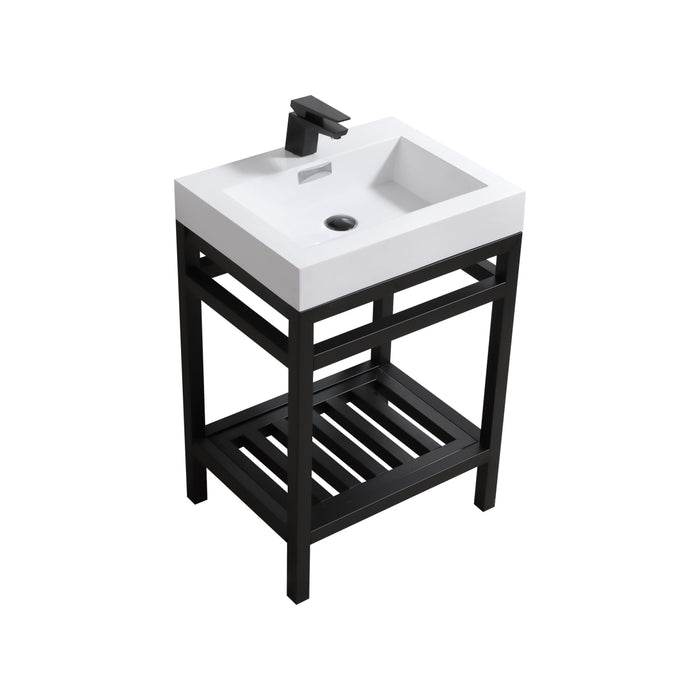 KubeBath | Cisco 24" Stainless Steel Console with Acrylic Sink - Matt Black KubeBath - Vanities KubeBath   