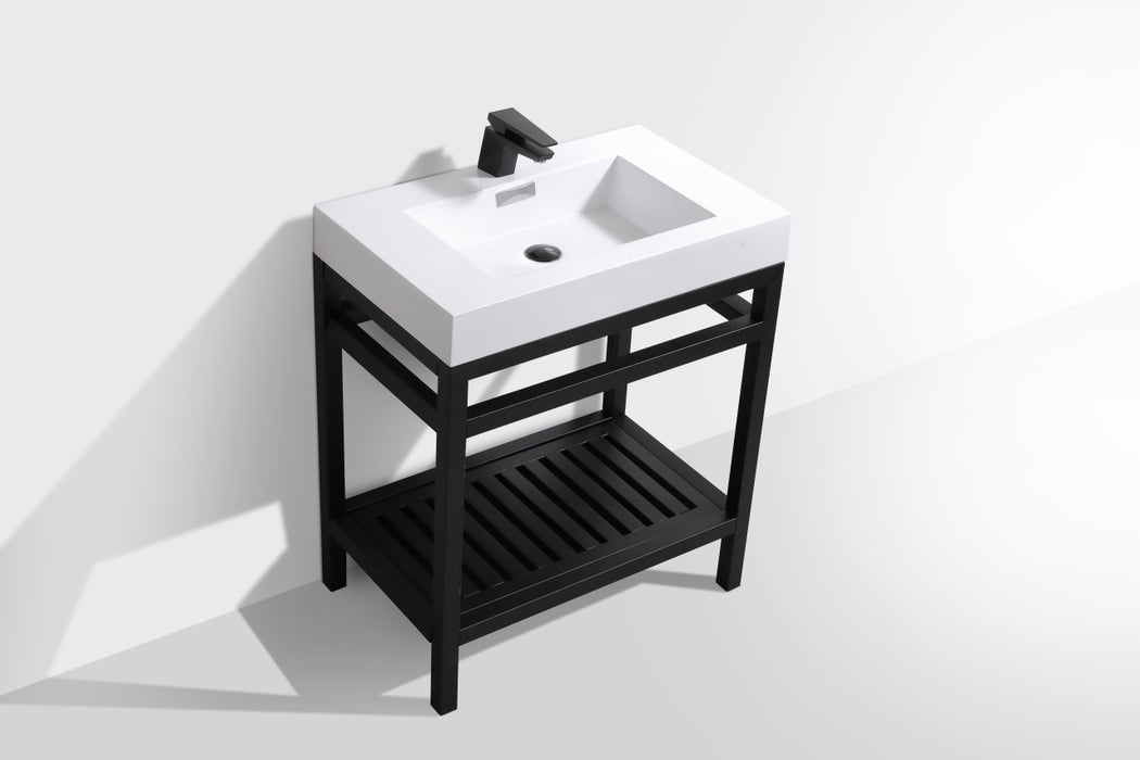 KubeBath | Cisco 30" Stainless Steel Console with Acrylic Sink - Matt Black KubeBath - Vanities KubeBath   