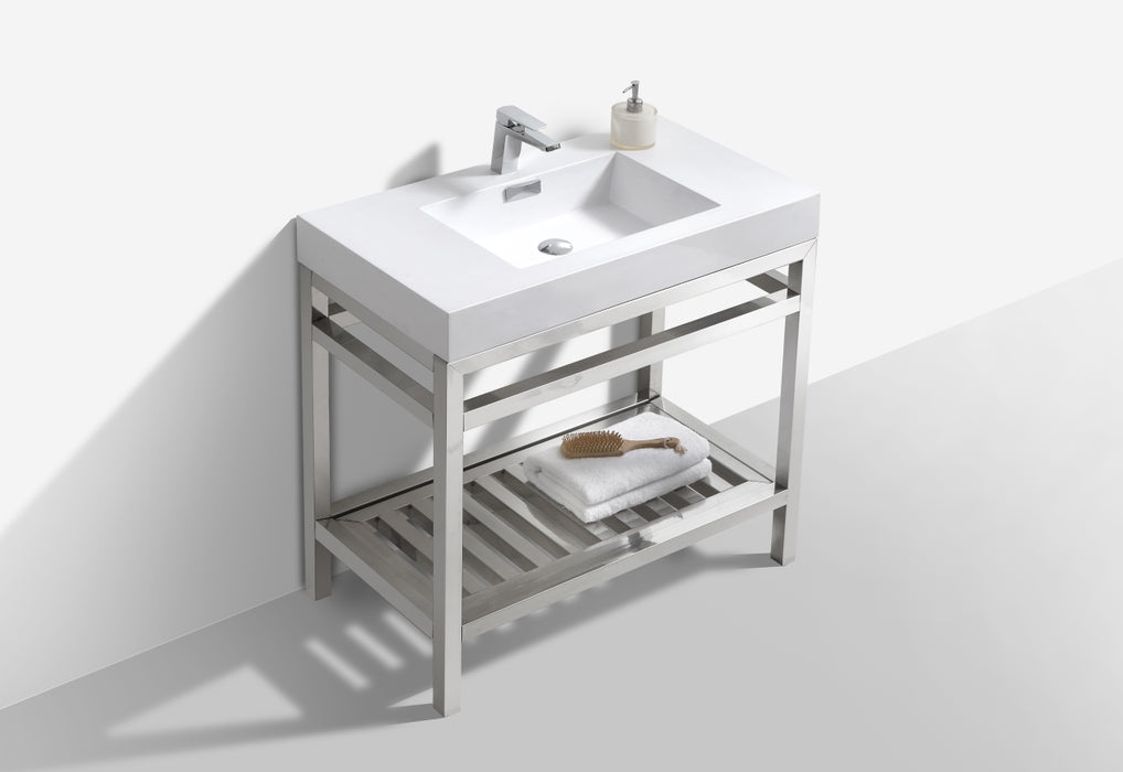 KubeBath | Cisco 36" Stainless Steel Console with Acrylic Sink - Chrome KubeBath - Vanities KubeBath   