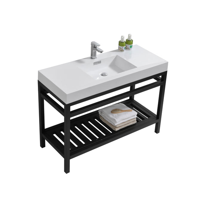 KubeBath | Cisco 48" Stainless Steel Console with Acrylic Sink - Matt Black KubeBath - Vanities KubeBath   