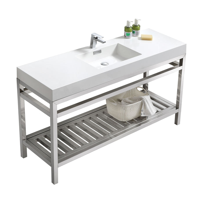 KubeBath | Cisco 60" Single Sink Stainless Steel Console with Acrylic Sink - Chrome KubeBath - Vanities KubeBath   