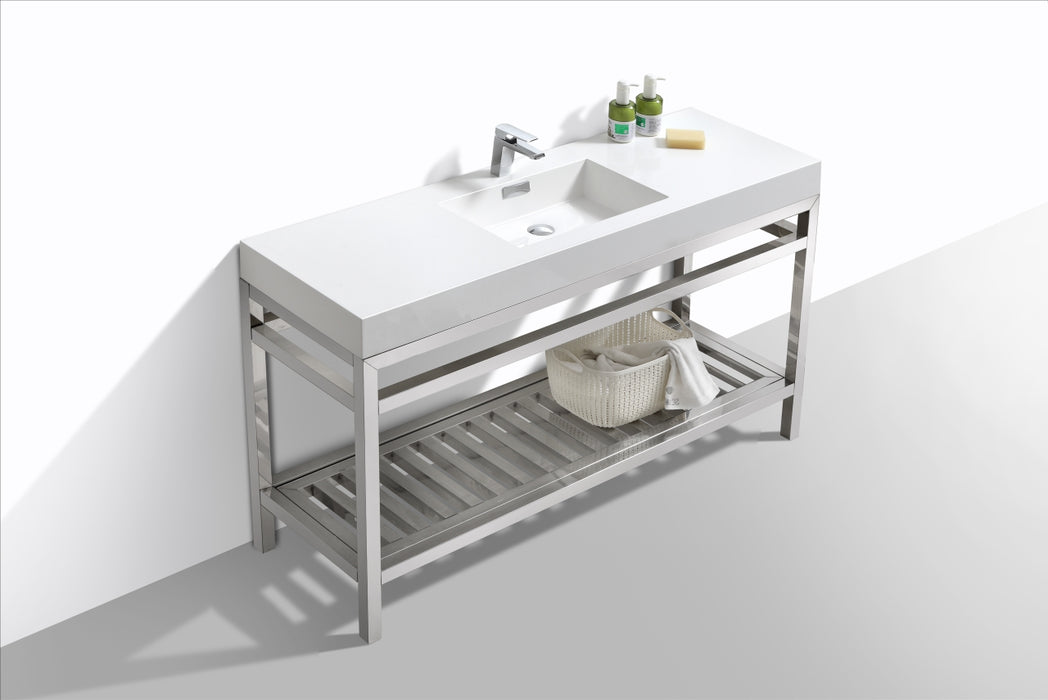 KubeBath | Cisco 60" Single Sink Stainless Steel Console with Acrylic Sink - Chrome KubeBath - Vanities KubeBath   