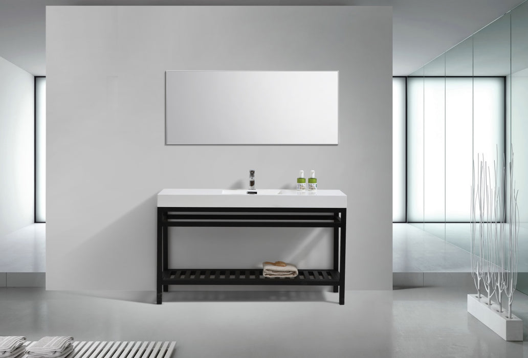 KubeBath | Cisco 60" Single Sink Stainless Steel Console with Acrylic Sink - Matt Black KubeBath - Vanities KubeBath   