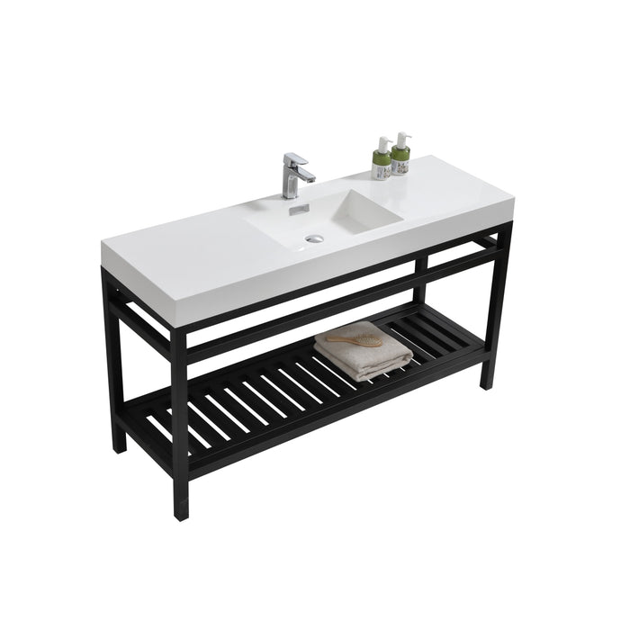 KubeBath | Cisco 60" Single Sink Stainless Steel Console with Acrylic Sink - Matt Black KubeBath - Vanities KubeBath   