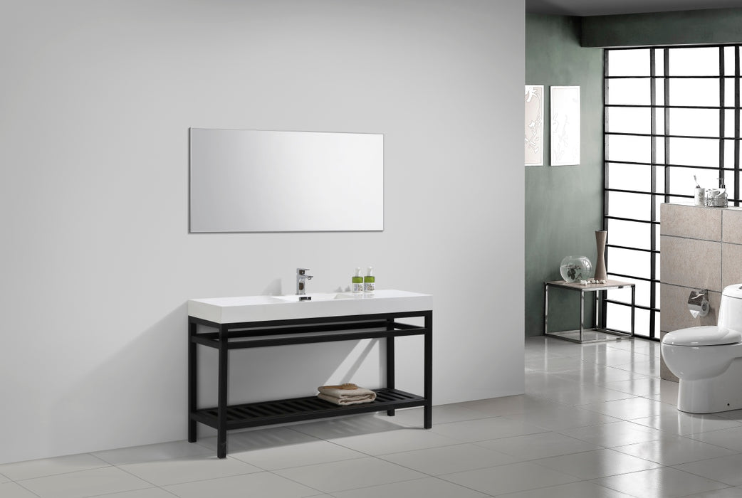 KubeBath | Cisco 60" Single Sink Stainless Steel Console with Acrylic Sink - Matt Black KubeBath - Vanities KubeBath   