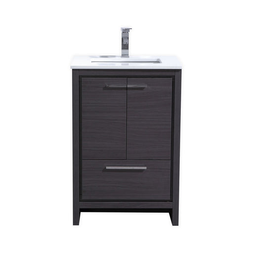 KubeBath | Dolce 24" Gray Oak Modern Bathroom Vanity with White Quartz Counter-Top KubeBath - Vanities KubeBath   