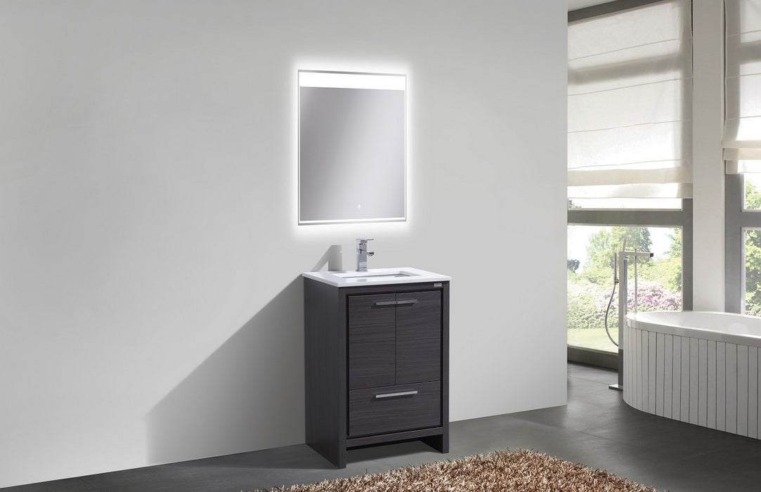 KubeBath | Dolce 24" Gray Oak Modern Bathroom Vanity with White Quartz Counter-Top KubeBath - Vanities KubeBath   