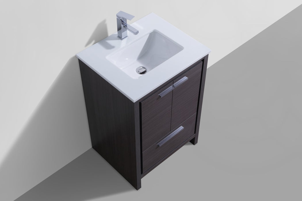 KubeBath | Dolce 24" Gray Oak Modern Bathroom Vanity with White Quartz Counter-Top KubeBath - Vanities KubeBath   