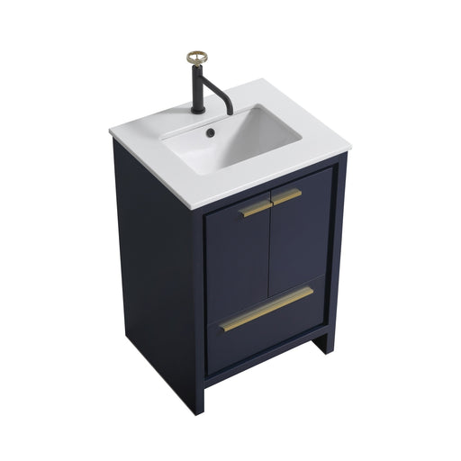 KubeBath | Dolce 24" Blue Modern Bathroom Vanity with White Quartz Counter-Top KubeBath - Vanities KubeBath   