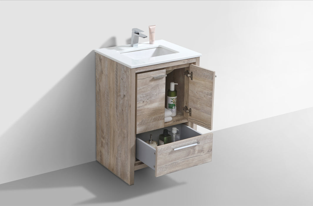 KubeBath | Dolce 24" Nature Wood Modern Bathroom Vanity with White Quartz Counter-Top KubeBath - Vanities KubeBath   